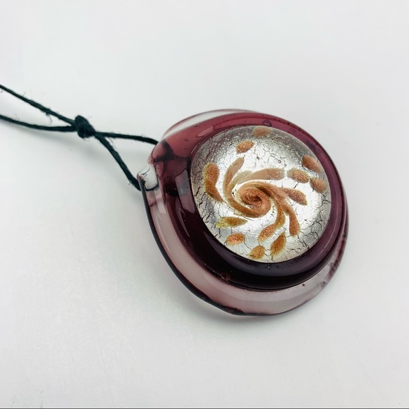 Glass Pendant Clear Amethyst Copper and Silver Lamp Glass Pendant - Picture 3 of 10